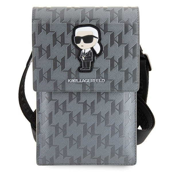 Torebka Karl Lagerfeld Saffiano Monogram Ikonik - srebrna