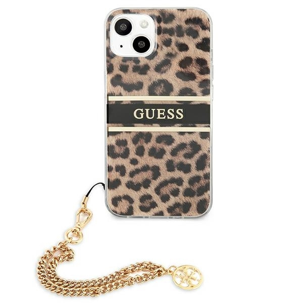 Guess GUHCP13SKBSLEO iPhone 13 mini 5,4"Leopard hardcase Gold Chain