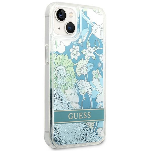 GUESS GUHCP14SLFLSN IPHONE 14/15/13 6.1 "ZIELONY / GREEN HARDCASE FLOWER LIQUID GLITTER