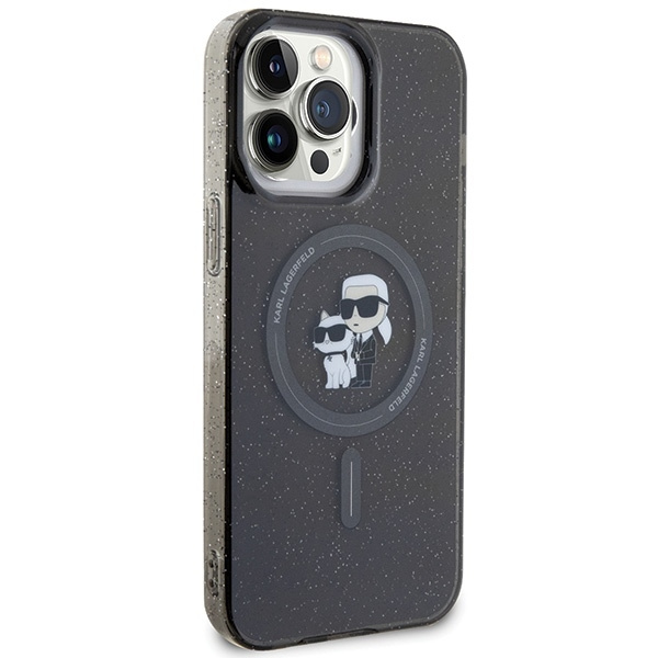 Etui Karl Lagerfeld Karl&Choupette Glitter MagSafe na iPhone 15 Pro Max - czarne