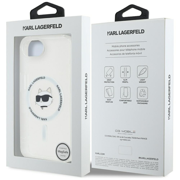 Etui Karl Lagerfeld IML Metal Choupette  Head MagSafe do iPhone 16e biały