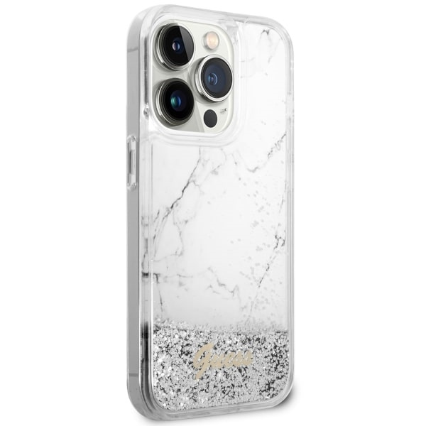 Guess GUHCP14LLCSGSGH iPhone 14 Pro 6.1"biały/white hardcase Liquid Glitter Marble