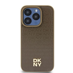 DKNY DKHMP15MPSHRPSW iPhone 15 Plus /14 Plus 6.7" brązowy/brown hardcase Leather Pattern Metal Logo MagSafe