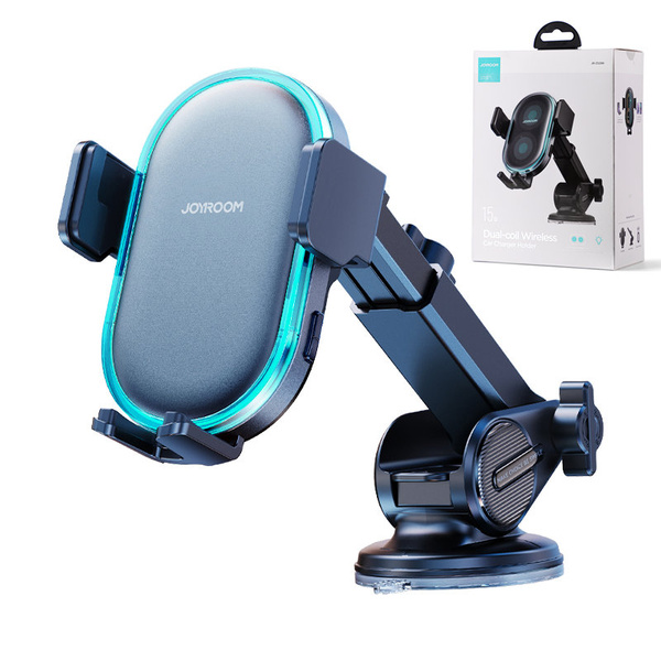 Joyroom uchwyt samochodowy z ładowarką indukcyjną 15W na deskę rozdzielczą czarny (JR-ZS299)