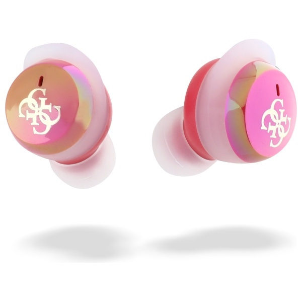 Guess słuchawki Bluetooth GUTWSJ144ESF   TWS + stacja dokująca fuksja/fuschia Iridescent 4G Printed Logo