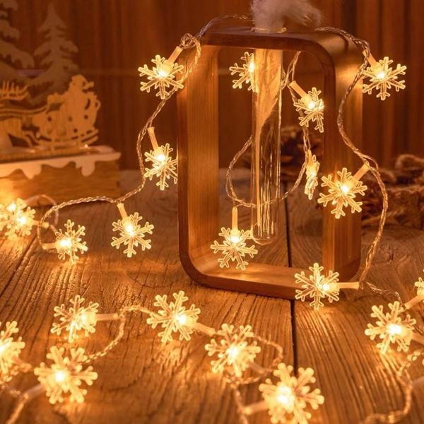 Lampki choinkowe LED snowflake/star - 3m/20 lampek ciepłe białe/warm white zasilane bat. 3xAA EHD-LS04