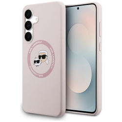 Etui Karl Lagerfeld Silicone Karl&Choupette Heads MagSafe do Samsung Galaxy S25 FE różowy