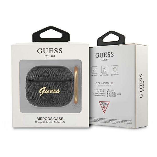 Guess GUA34GSMK AirPods 3 coverszary/grey 4G Script Metal Collection