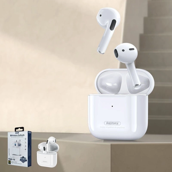 REMAX bezprzewodowe słuchawki douszne Bluetooth 5.0 TWS biały (TWS-10)