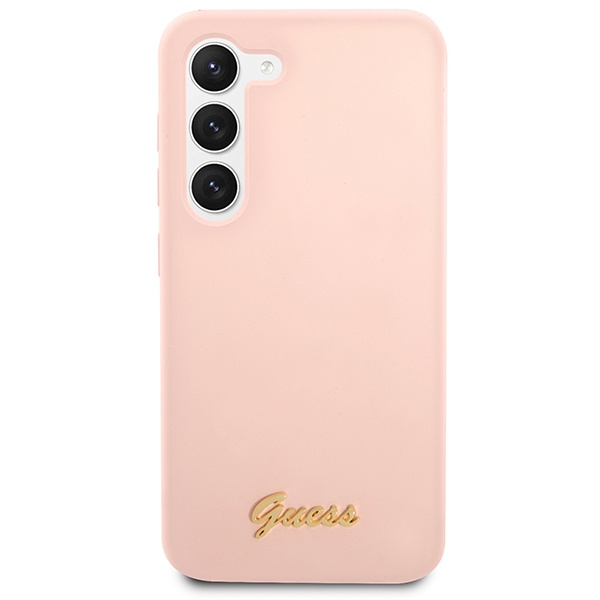 Guess GUHCS23MLSLMGPP S23+ S916 różowy/pink hardcase Silicone Script Metal Logo