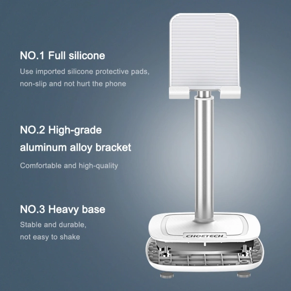 Choetech H035 aluminum stand for a phone or tablet with adjustment - white and silver