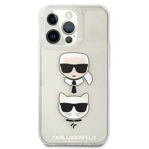 KARL LAGERFELD KLHCP13LKCTUGLS IPHONE 13 PRO / 13 6,1" SREBRNY/SILVER HARDCASE GLITTER KARL`S & CHOUPETTE