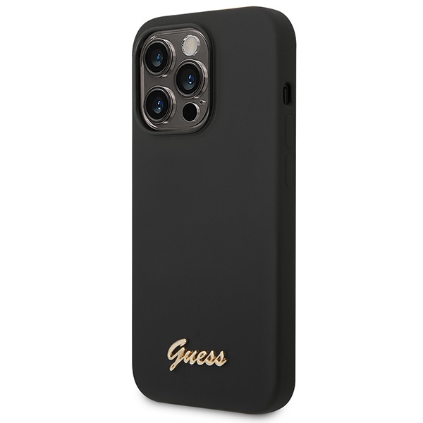 Guess GUHCP14XSLSMK iPhone 14 Pro Max6,7" czarny/black hard case Silicone Vintage Gold Logo