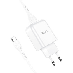 Ładowarka sieciowa do telefonu Hoco USB A 2A 10W + kabel USB A do USB C N2 biała