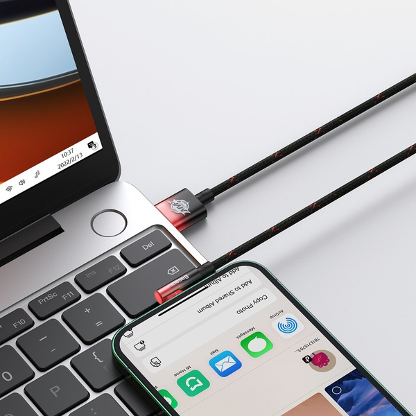 BASEUS MVP 2 ELBOW-SHAPED FAST CHARGING DATA CABLE USB TO IP 2.4A 1M BLACK+RED