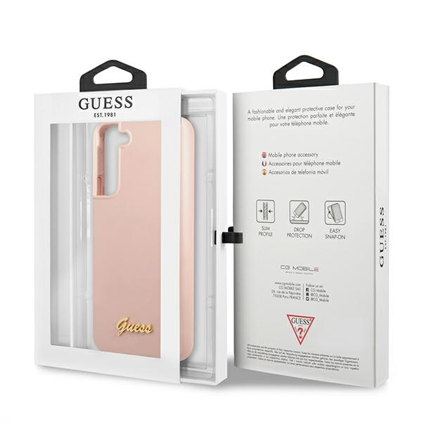 Guess GUHCS22MLSLMGPP S22+ S906różowy/pink hardcase Silicone Script Metal Logo