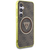 Etui Guess 4G Glitter Triangle Buttons   MagSafe do Samsung Galaxy S25 brązowy