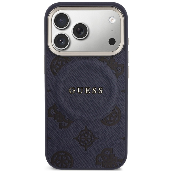 Etui Guess Peony Hot Stamp MagSafe do    iPhone 17 Pro Max niebieski