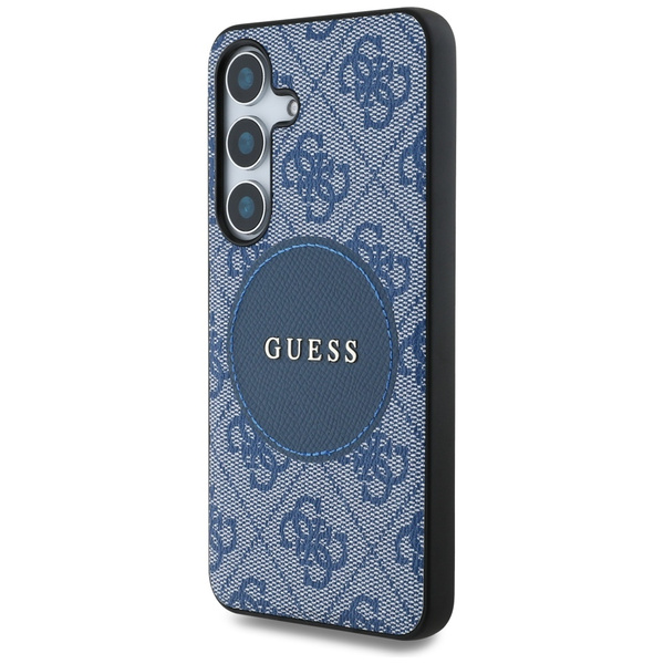 Etui Guess 4G Round Patch Classic Logo   MagSafe do Samsung Galaxy S25+ niebieski