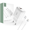 TECH-PROTECT C20W 2-PORT NETWORK CHARGER PD20W/QC3.0 + LIGHTNING CABLE WHITE