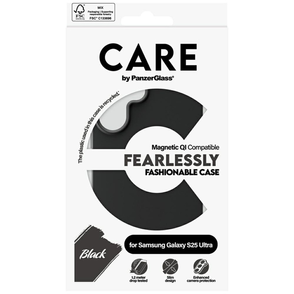Etui CARE by PanzerGlass Fashion QI do    Samsung Galaxy S25 Ultra czarny