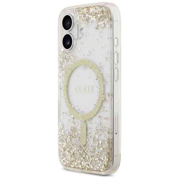 Etui Guess Resin Bottom Glitter MagSafe  do iPhone 17 złoty