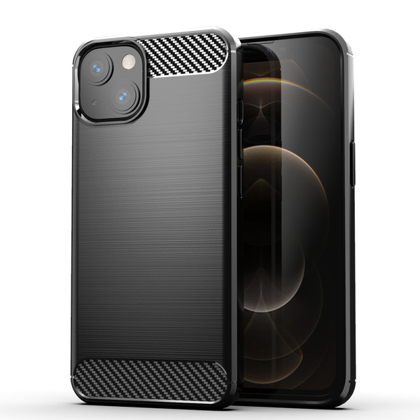 CARBON CASE FLEXIBLE COVER FOR IPHONE 13 BLACK