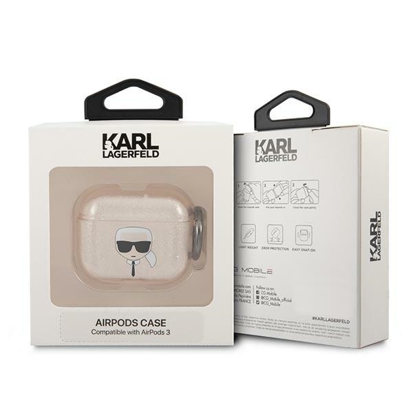 KARL LAGERFELD KLA3UKHGD AIRPODS 3 COVER ZLOTY/GOLD GLITTER KARL`S HEAD