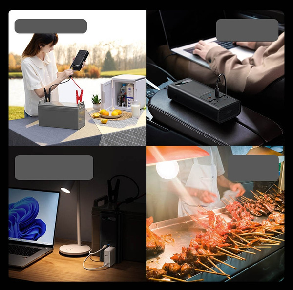 Baseus samochodowa przetwornica inwerter prądu 150W 12V / 500W 220V (wtyczka EU i CN) czarny (CGNB000101)