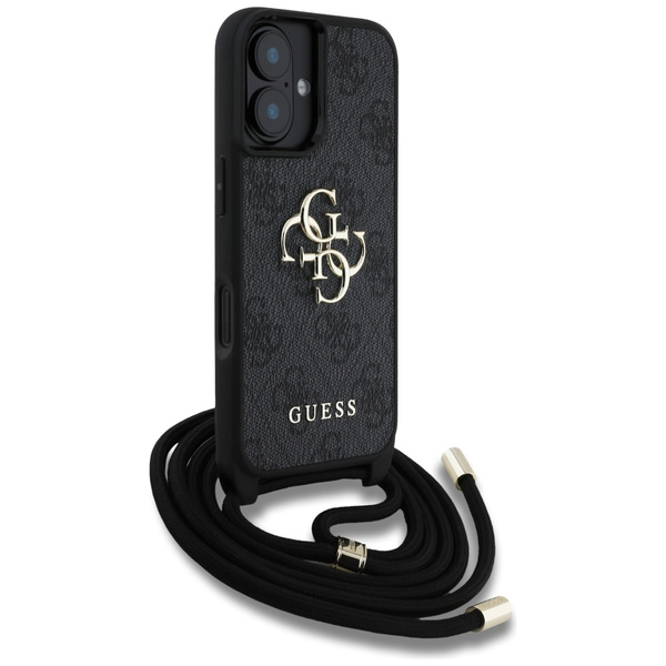 Etui Guess 4G Big Logo Cord Stap         Crossbody do iPhone 16 czarny