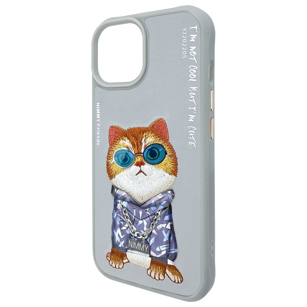 Nimmy etui iPhone 15 6.1" szary/gray      Glasses Cool Cat