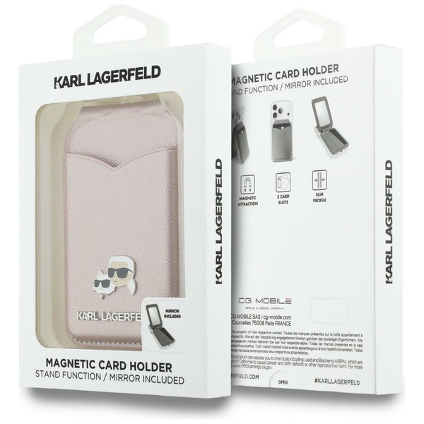 Portfel z lusterkiem Karl Lagerfeld      Stand Mirror MagSafe różowy