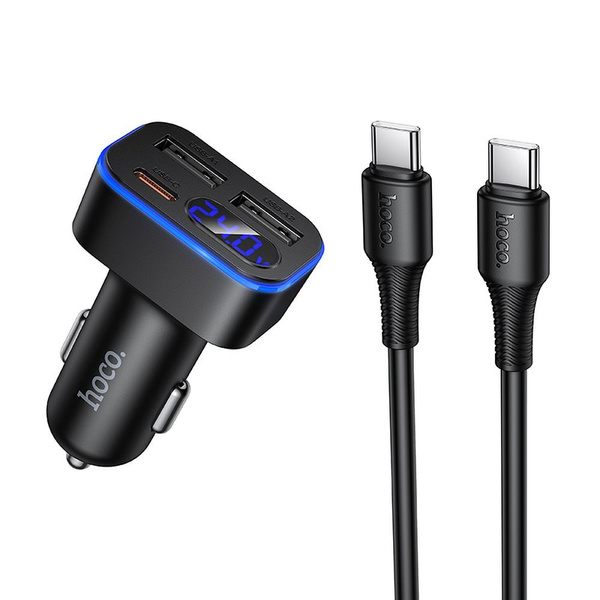 Ładowarka samochodowa Hoco z LCD 2x USB A + 1x USB C QC3.0 PD 42W Z63A czarna