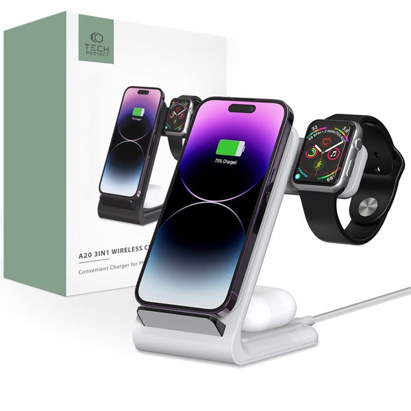 TECH-PROTECT QI15W-A20 3IN1 WIRELESS CHARGER WHITE