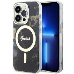 Guess GUHMP14LHTMRSK iPhone 14 Pro 6.1"czarny/black hardcase Golden Marble MagSafe