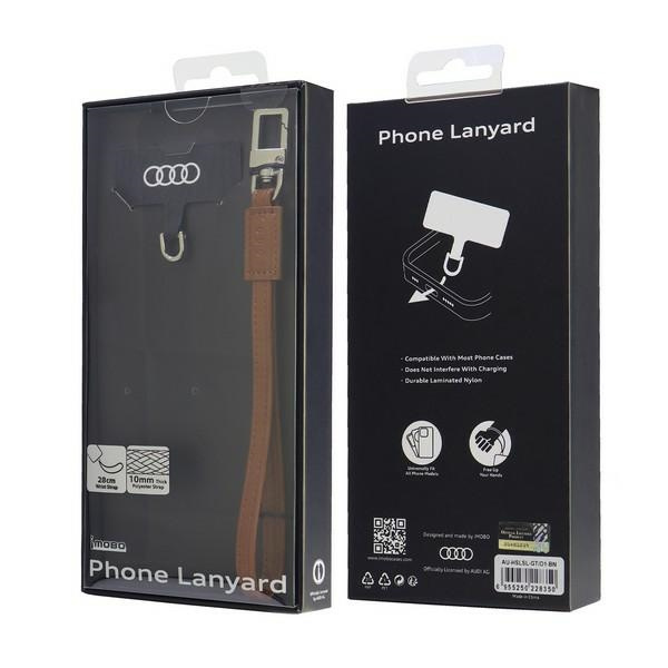 Audi uniwersalna smycz do telefonu 28cm  10mm Leather brązowy/brown AU-HSLSL-GT/D1-BN