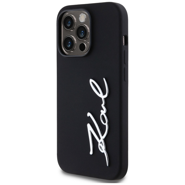 Etui Karl Lagerfeld Silicone Metal        Script Logo do iPhone 14 Pro czarny