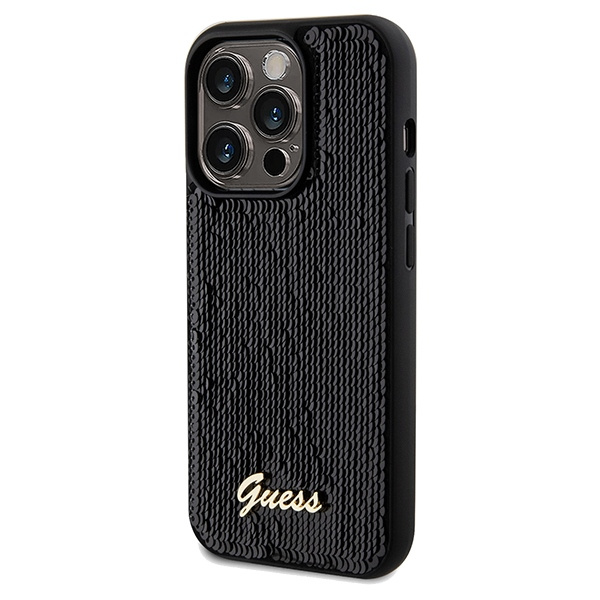 GUESS GUHCP14LPSFDGSK IPHONE 14 PRO 6.1 BLACK/BLACK HARDCASE SEQUIN SCRIPT METAL