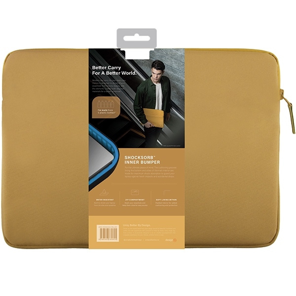 UNIQ etui Vienna laptop Sleeve 14" zółty/canary yellow Waterproof RPET