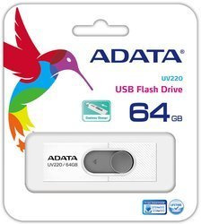 RARU ADATA UV220 64GB USB 2.0 TYPE-A USB FLASH DRIVE - WHITE/GREY