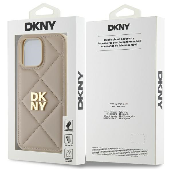 DKNY DKHCP14LPQDSLE iPhone 14 Pro 6.1"   beżowy/beige Quilted Stack Logo