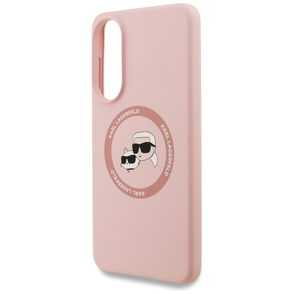 Etui Karl Lagerfeld Silicone Double      Heads And Circle MagSafe do Samsung Galaxy S25 Edge różowy