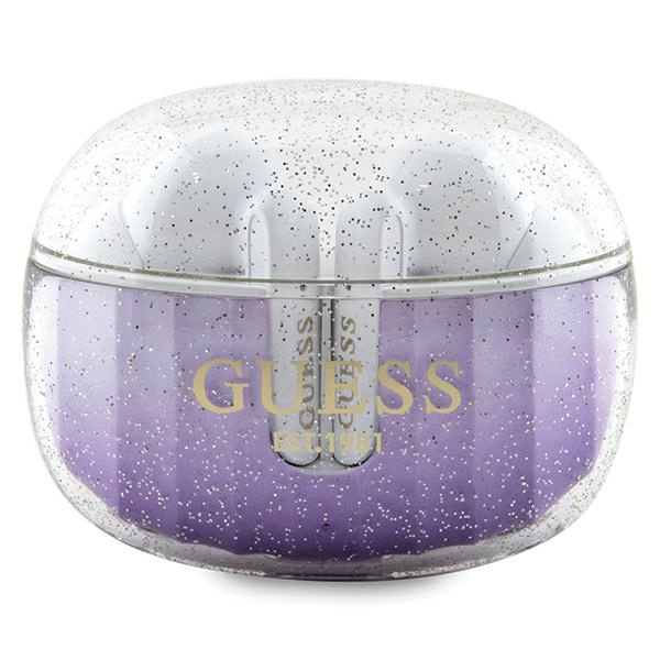 Guess słuchawki Bluetooth GUTWSHDGKEEUTWS + stacja dokująca fioletowy/purple Glitter Gradient