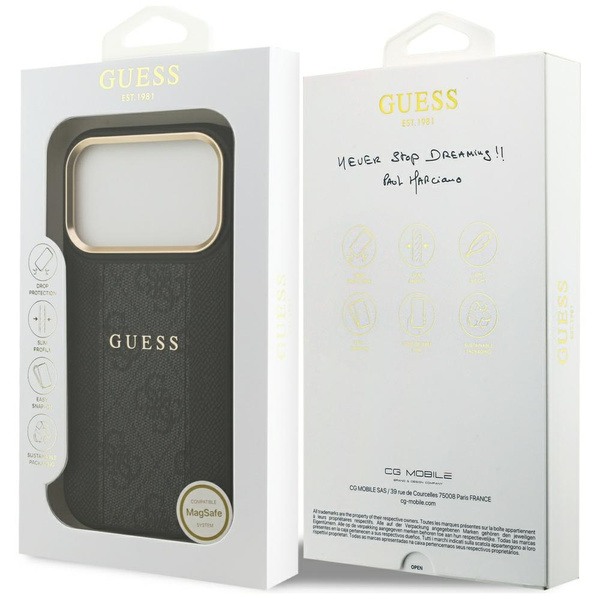 Etui Guess 4G Stripe MagSafe do iPhone 17 Pro czarny