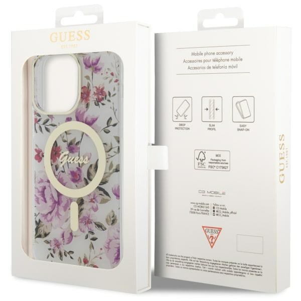 Guess GUHMP14LHCFWST iPhone 14 Pro 6.1"transparent hardcase Flower MagSafe