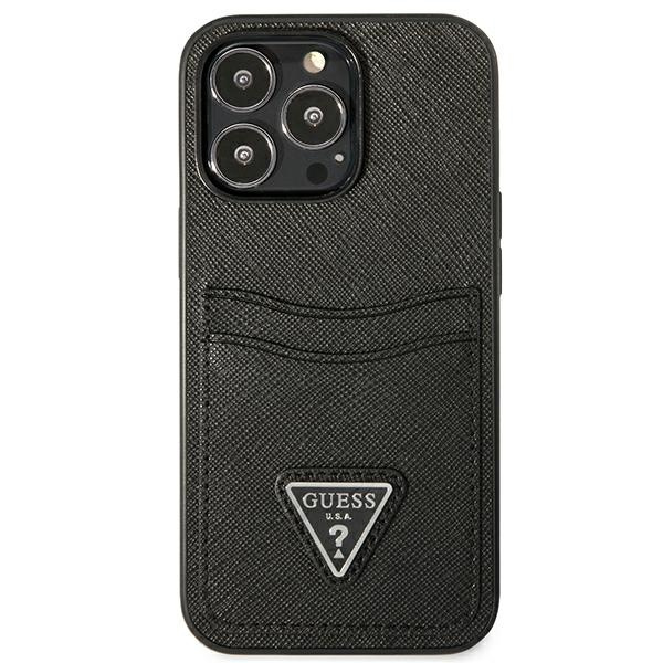Guess GUHCP13LPSATPK iPhone 13 Pro / 136,1" czarny/black hardcase SaffianoTriangle Logo Cardslot