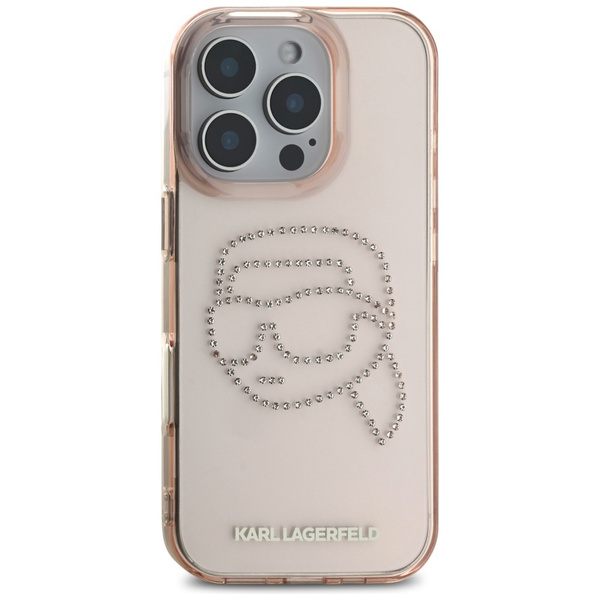 Etui Karl Lagerfeld IML Rhinestones Karl  Head do iPhone 16 Pro różowy