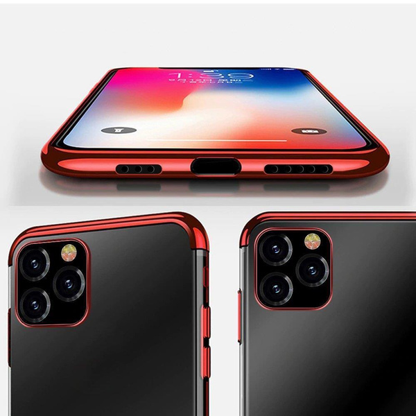 CLEAR COLOR CASE GEL TPU COVER WITH A METALLIC FRAME FOR XIAOMI REDMI NOTE 11S / NOTE 11 RED