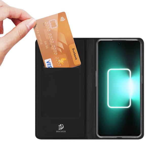 Dux Ducis Skin Pro Case For Realme GT Neo 5 / Realme GT3 Flip Cover Card Wallet Stand Black