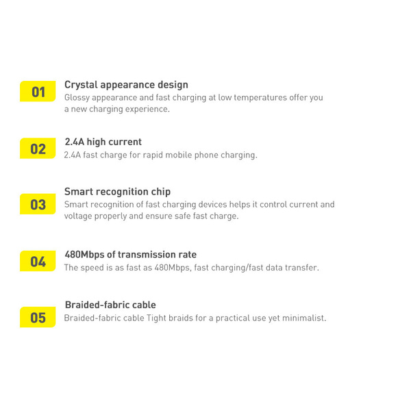 Baseus Crystal Shine Series kabel przewód USB do szybkiego ładowania i transferu danych USB Typ A - Lightning 2,4A 1,2m niebieski (CAJY000003)
